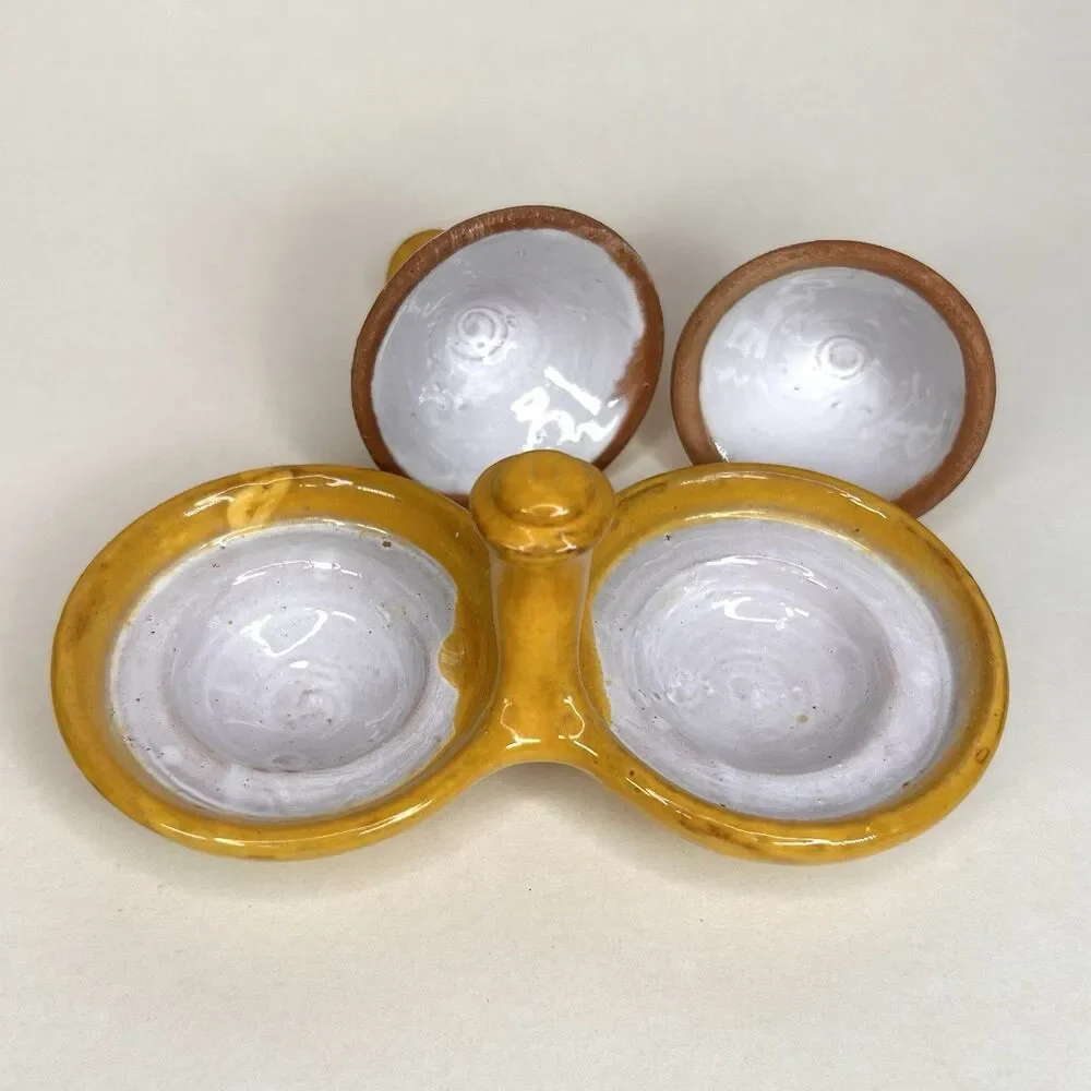 Yellow Ceramic Moroccan Mini Tagine Spice and Condiment Holder with Jewels